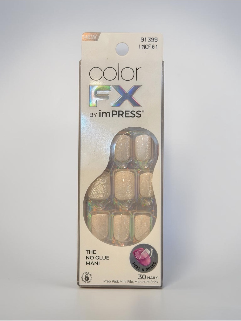 imPRESS Color FX No Glue Mani Press-On Nails - Shimmery Cream Rebel